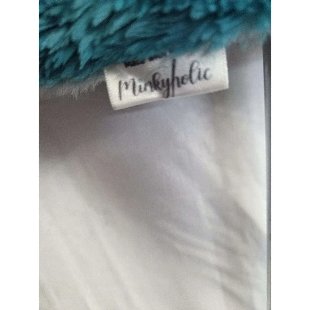 Minkyholic Handmade Minky Blanket 57x33 Frosted Teal Luxe Cuddle Plush Throw